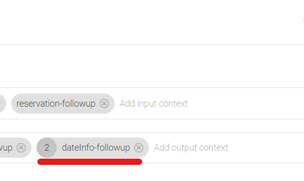 Dialogflow intent output context