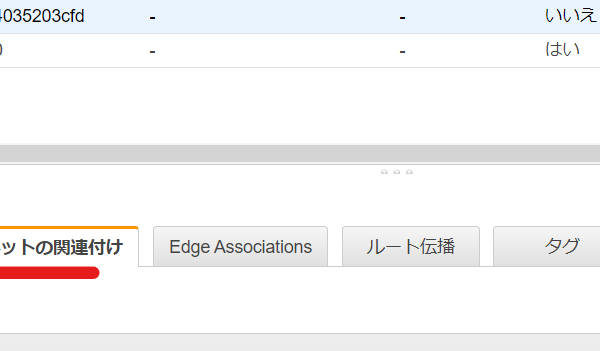 AWS ルートテーブル一覧